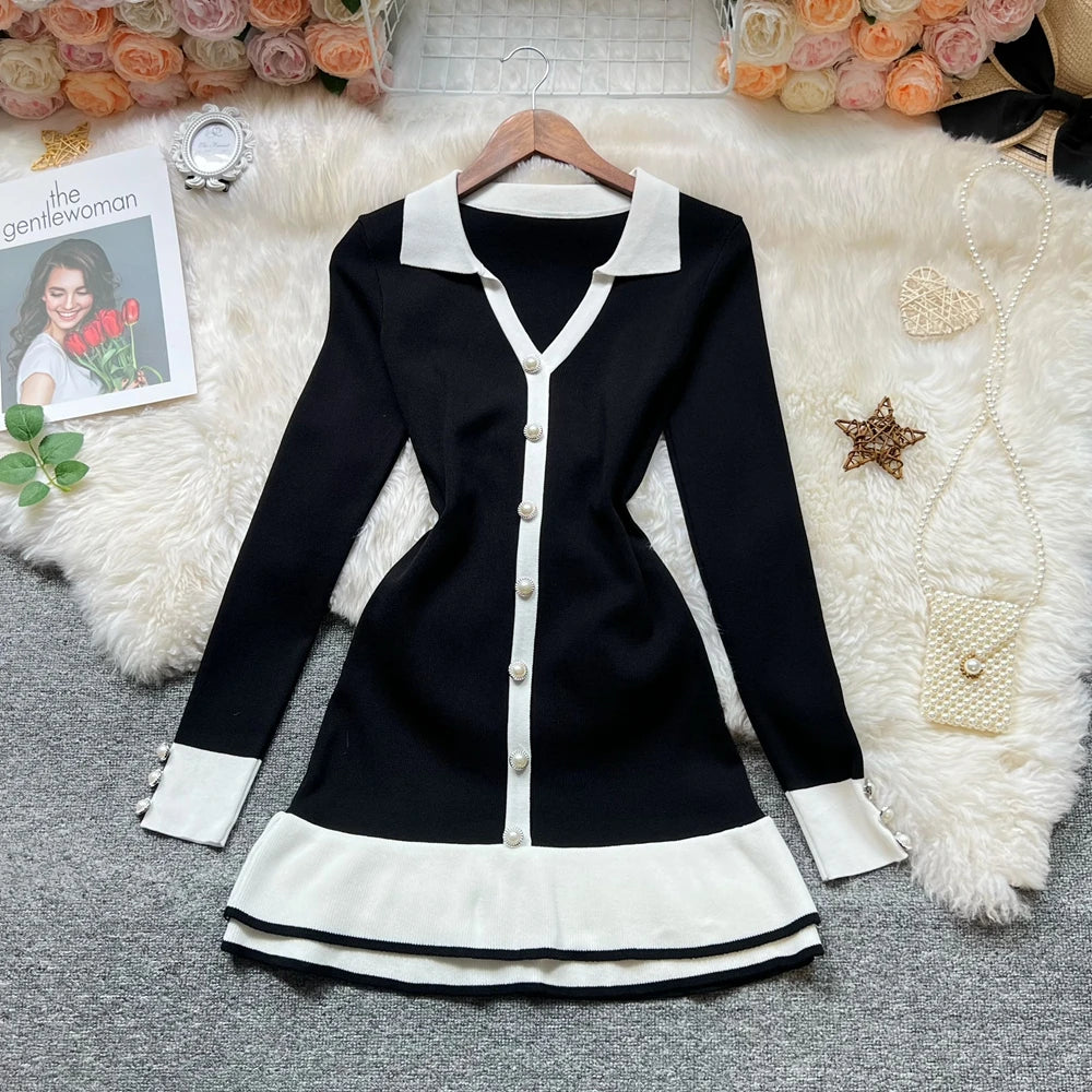 Vintage Button Front Ruffled Mini Dress