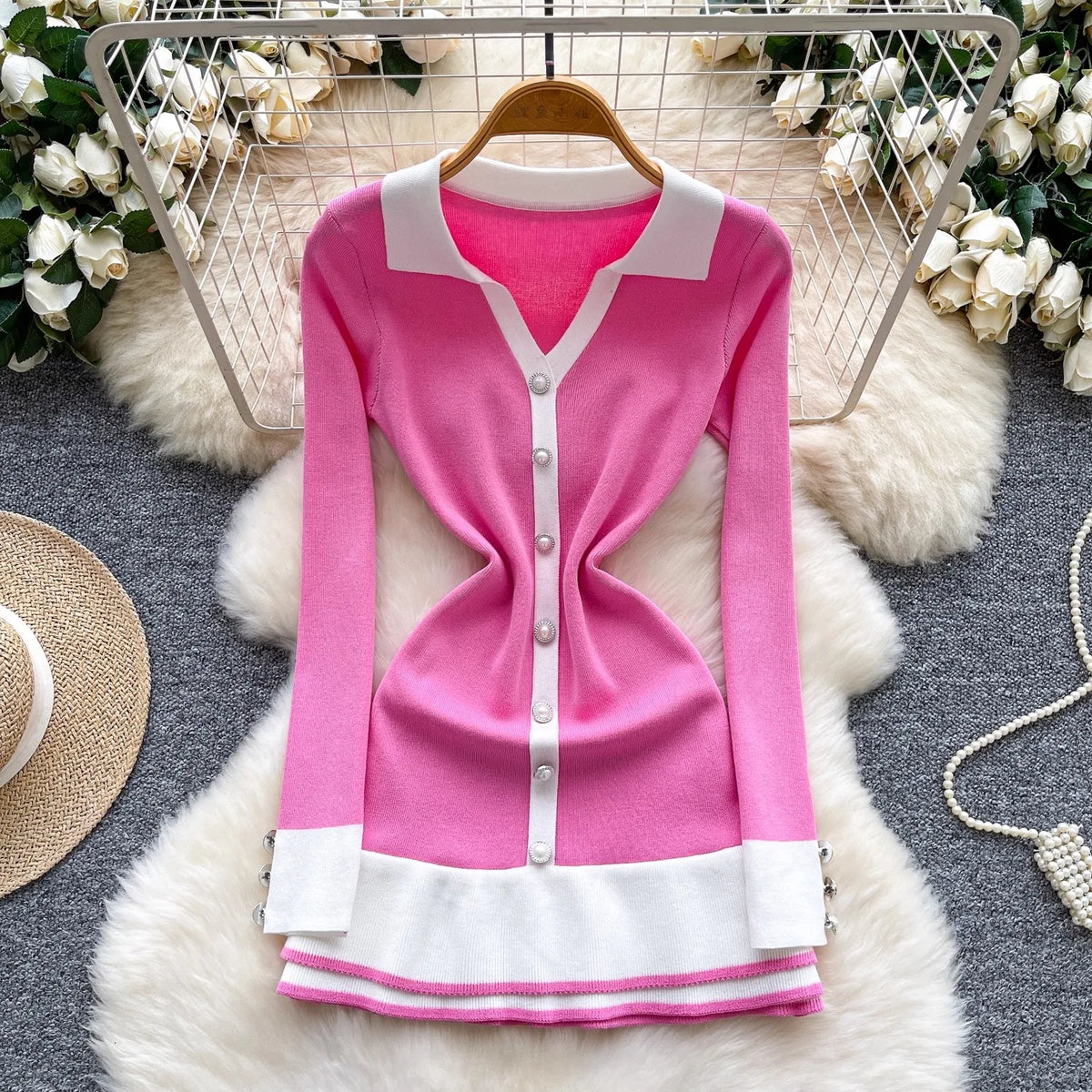 Vintage Button Front Ruffled Mini Dress