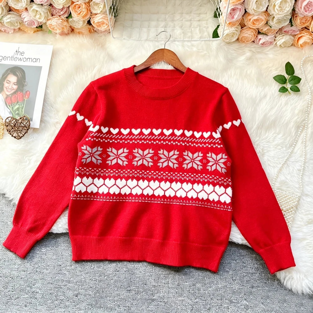 Vintage Jacquard Knit Pullover Sweater