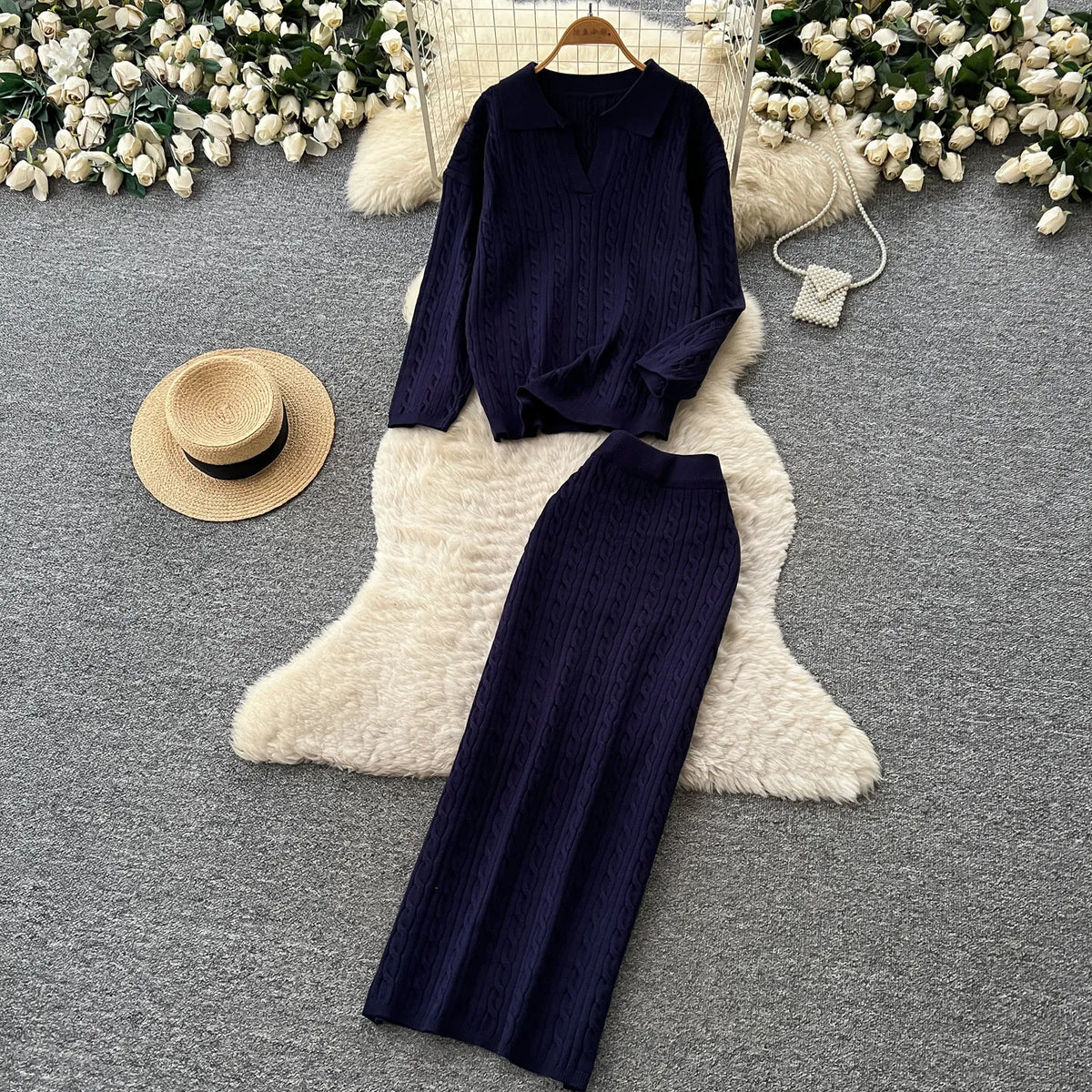 Knit Pullover and Bodycon Skirt Set