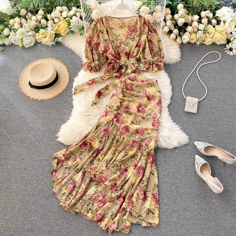 Chiffon Shirt and Mermaid Skirt Set
