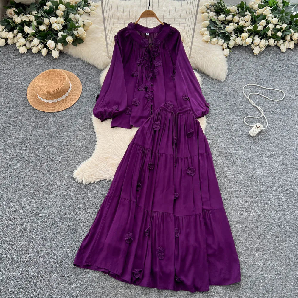 Boho 3D Detail Two-Piece Set