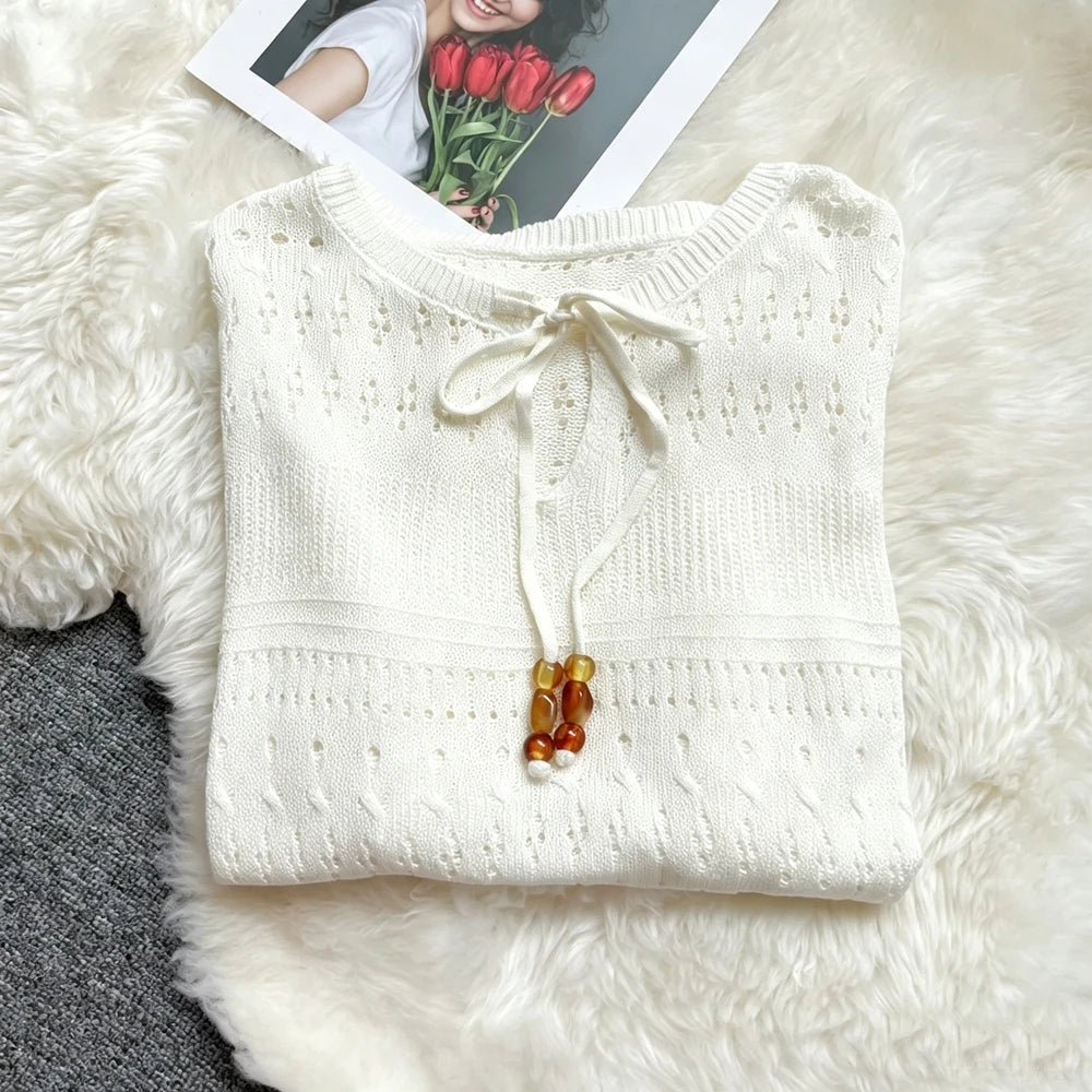 Hollow Out Knit Pullover Sweater