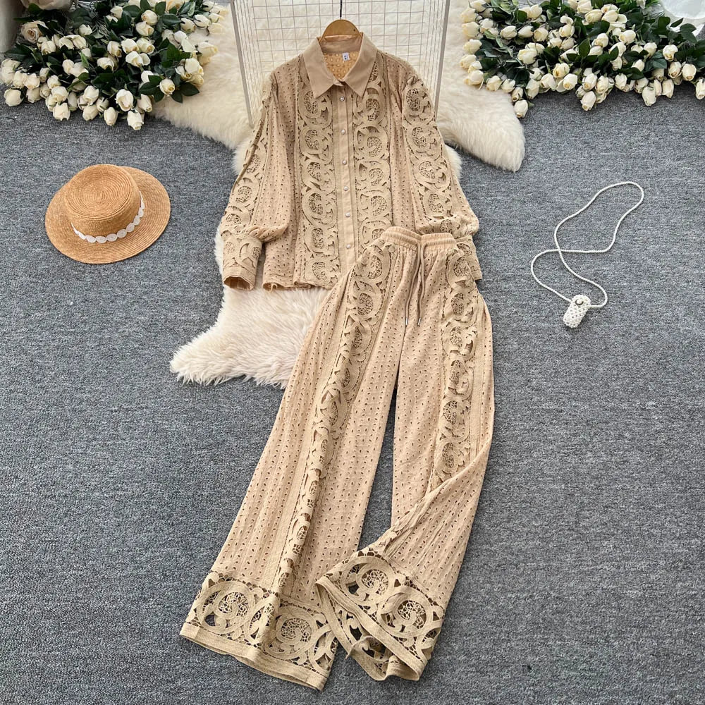 Lace Top and Pants Set