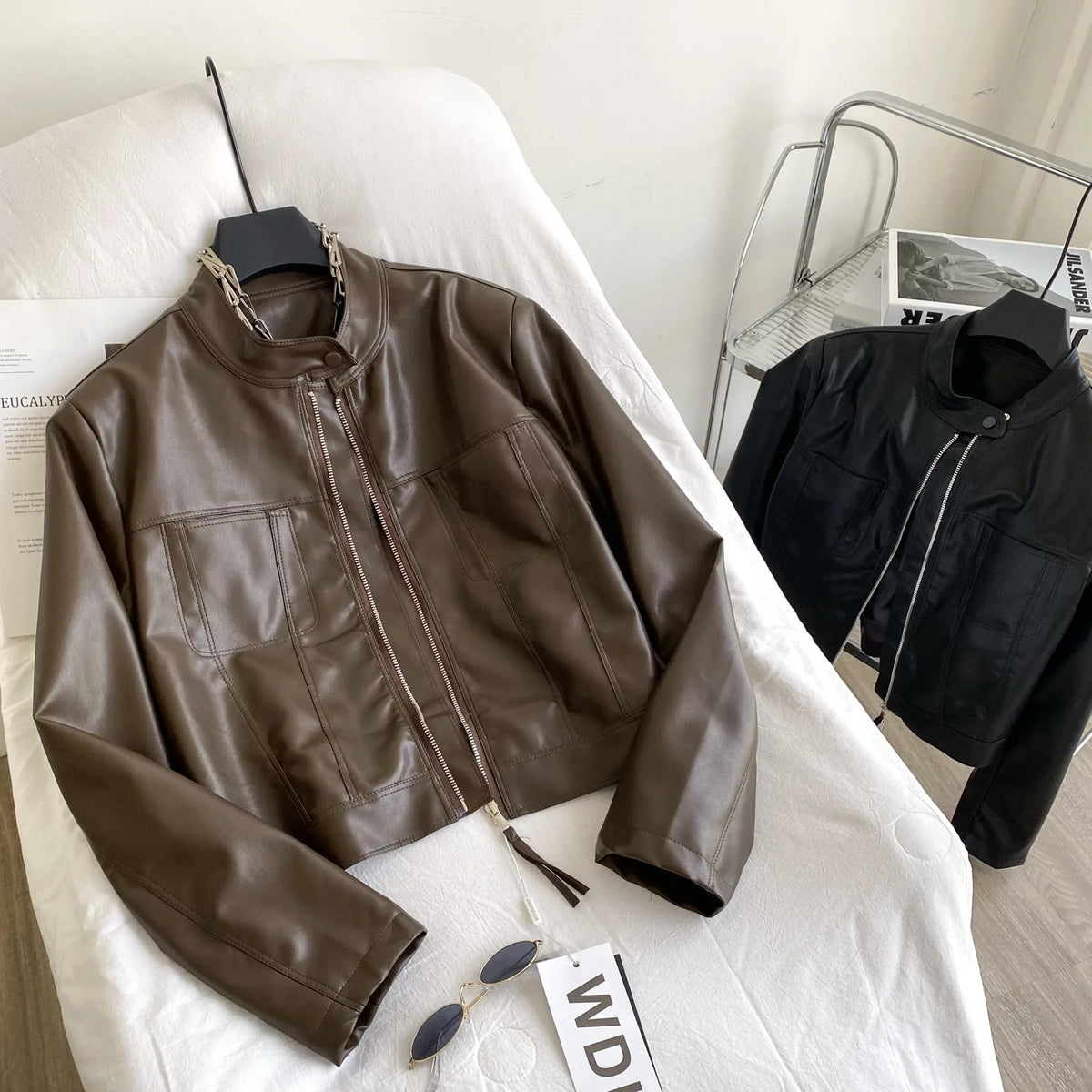 Vintage Faux Leather Moto Jacket