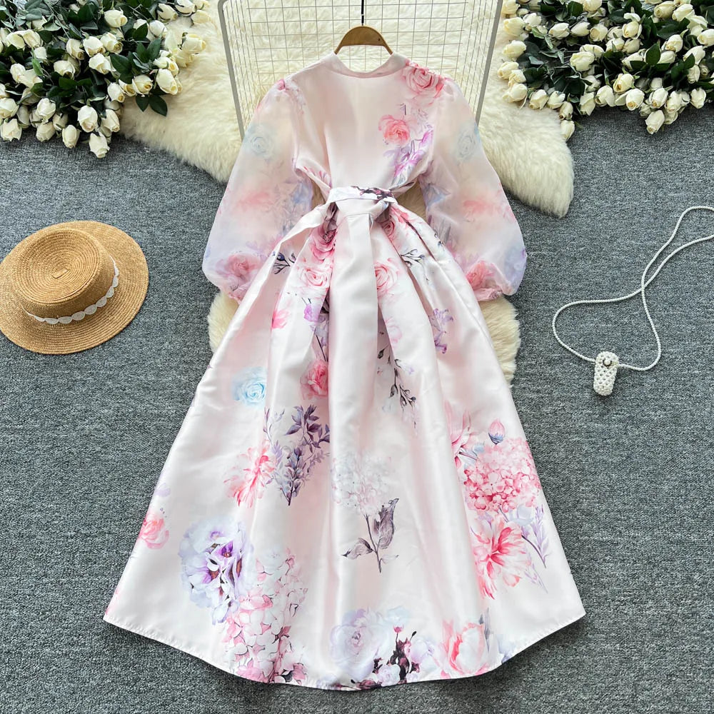 Ruched V-Neck High Waist Sundress