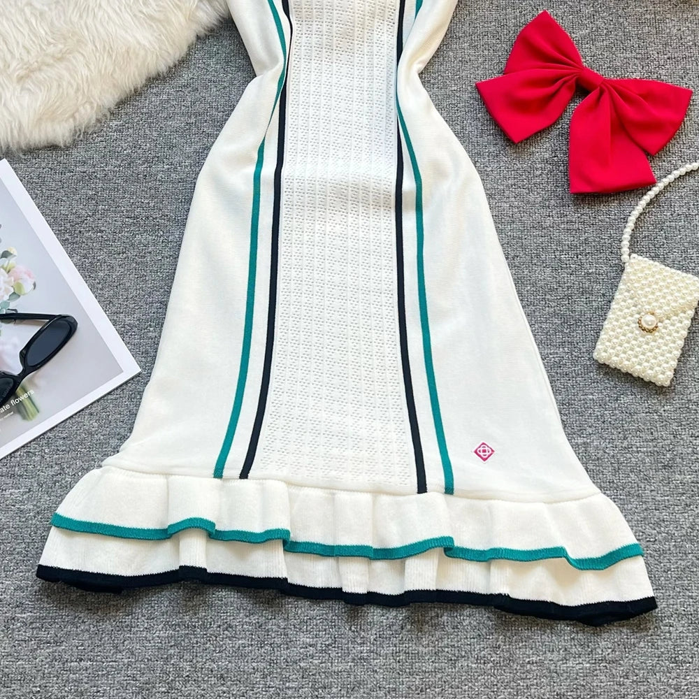 Ruffled Knit Mini Party Dress