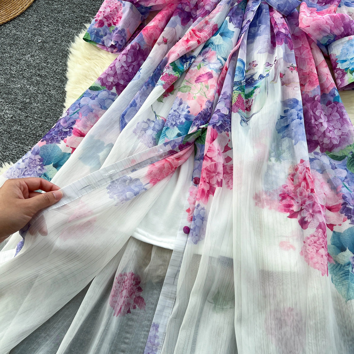 Printed Mesh Slim Party Dress