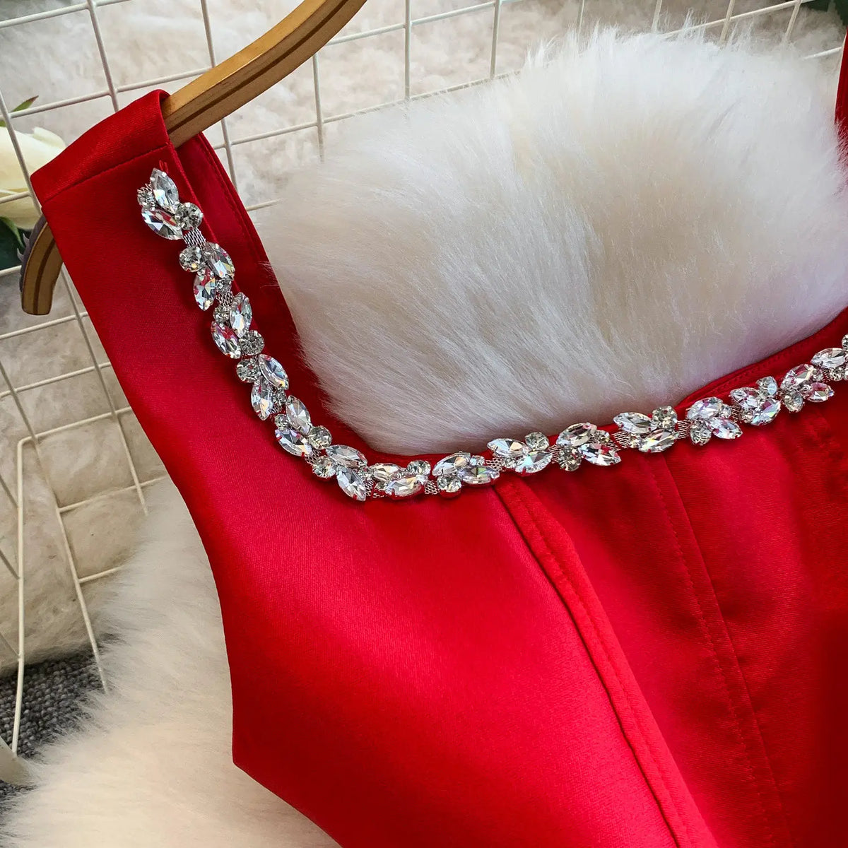 Rhinestone Off-Shoulder Dress