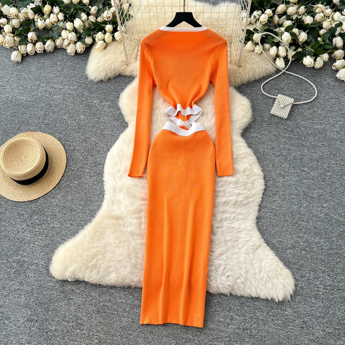 Openwork Knit Evening Dress