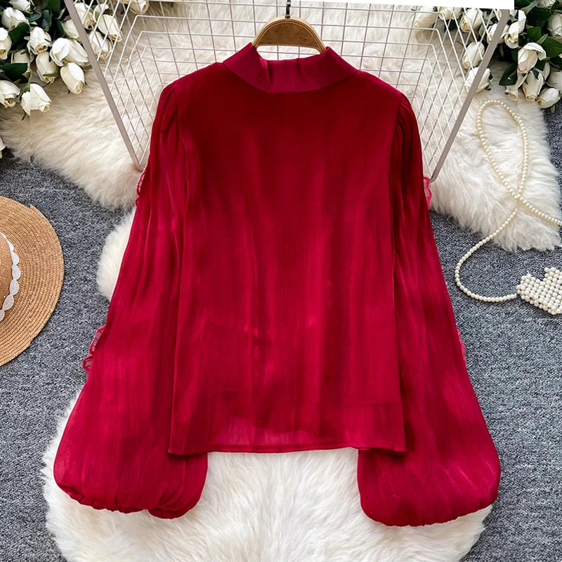 3D Floral Long Sleeve Blouse