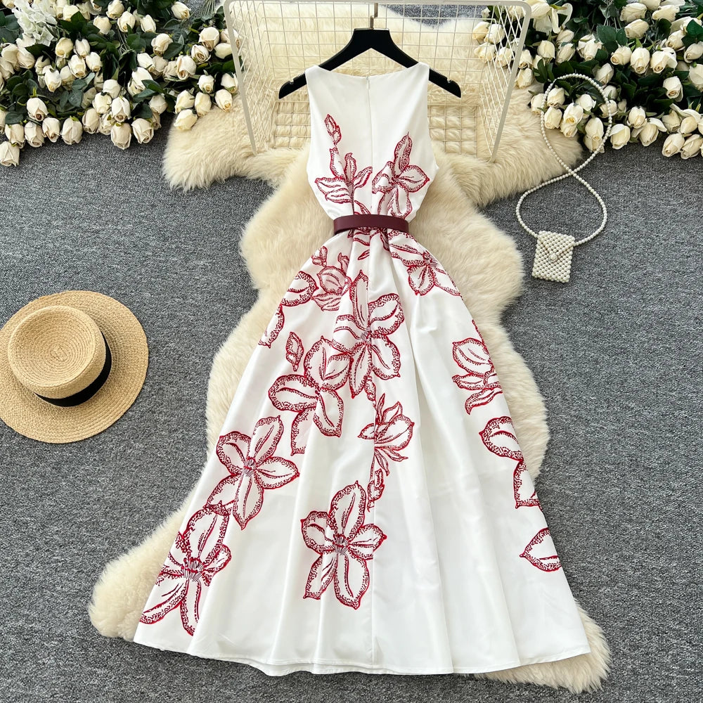 Print Sleeveless A-Line Sundress