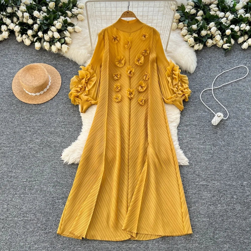 3D Floral Rhinestone Evening Dress