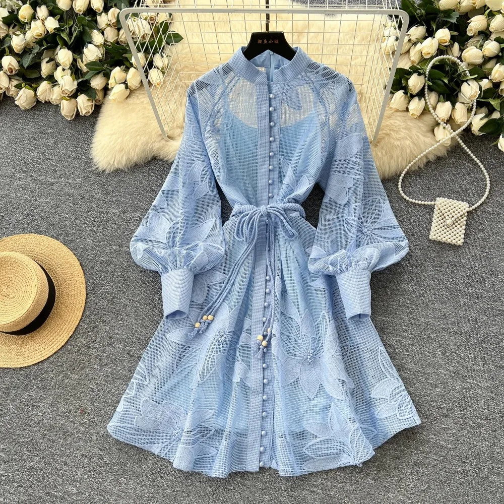 Cutout Single Breasted A-Line Summer Dress