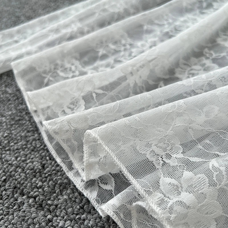 White Lace Bell Sleeve Sheer Blouse