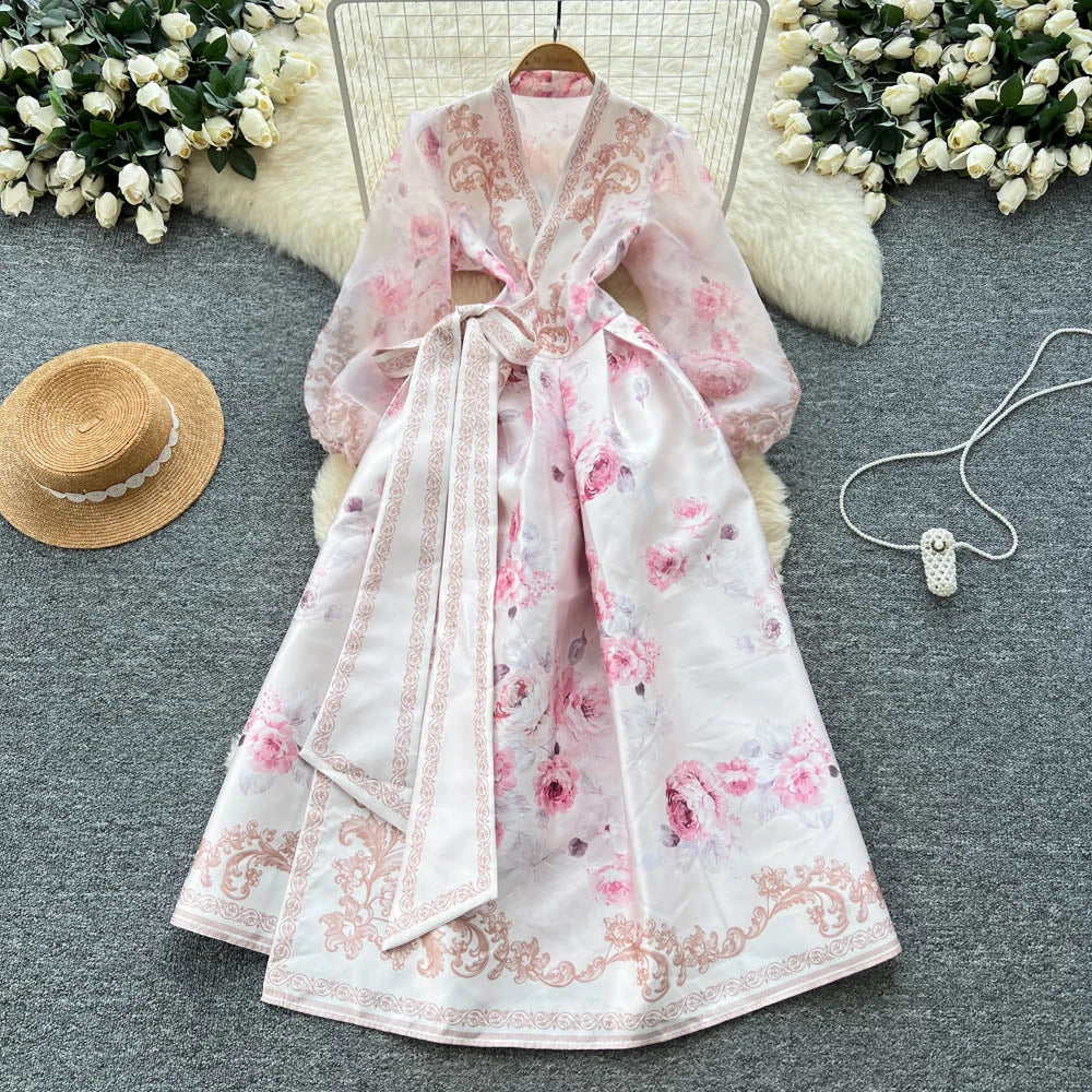 Ruched V-Neck High Waist Sundress