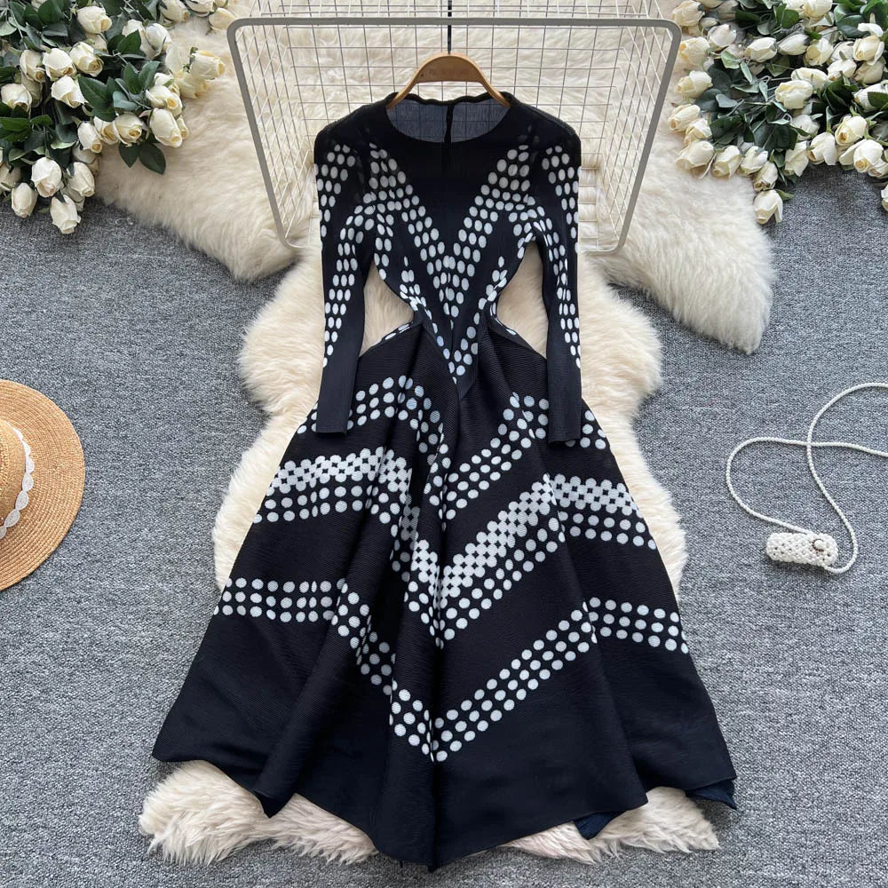 Asymmetric Print High Waist Dress