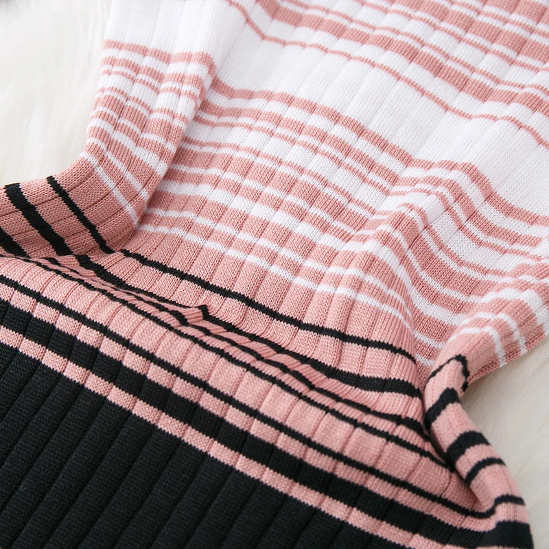 Striped Knit Bodycon Maxi Dress