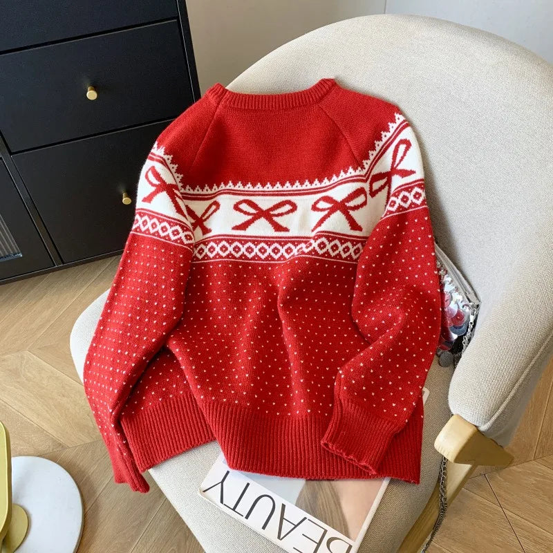Red Bow Knit Sweater