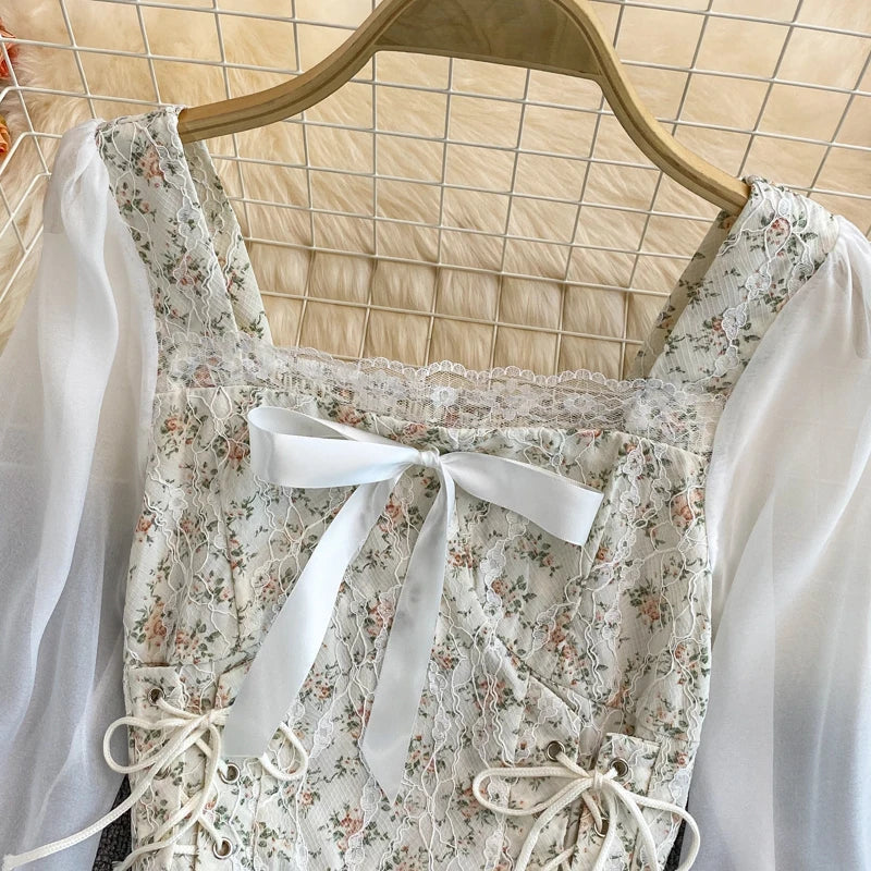 Floral Mesh Lace Patchwork Blouse