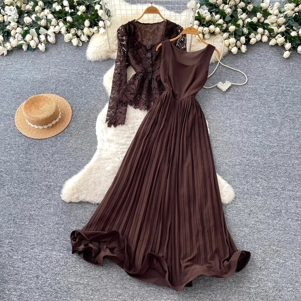 Lace Cami Top and Tulle Skirt Set