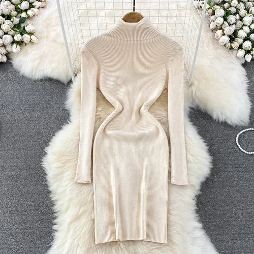 Turtleneck Knit Bodycon Pencil Dress