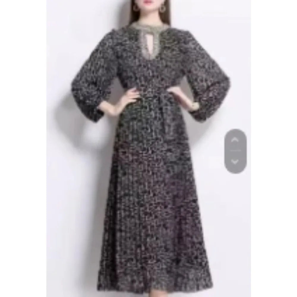 Leopard Rhinestone High Waist Party Dress