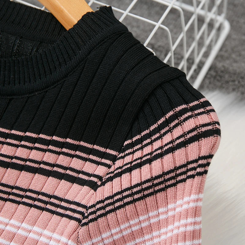Striped Knit Bodycon Maxi Dress