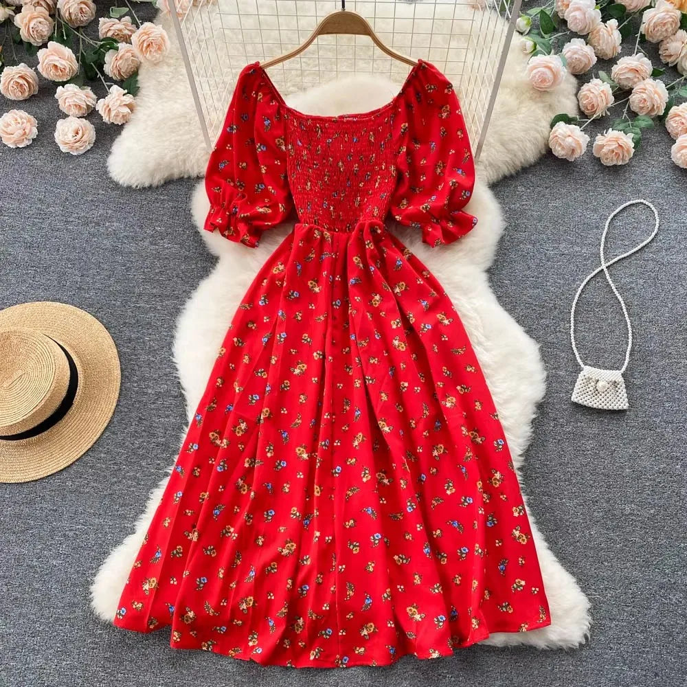 Floral Puff Sleeve Maxi Summer Dress