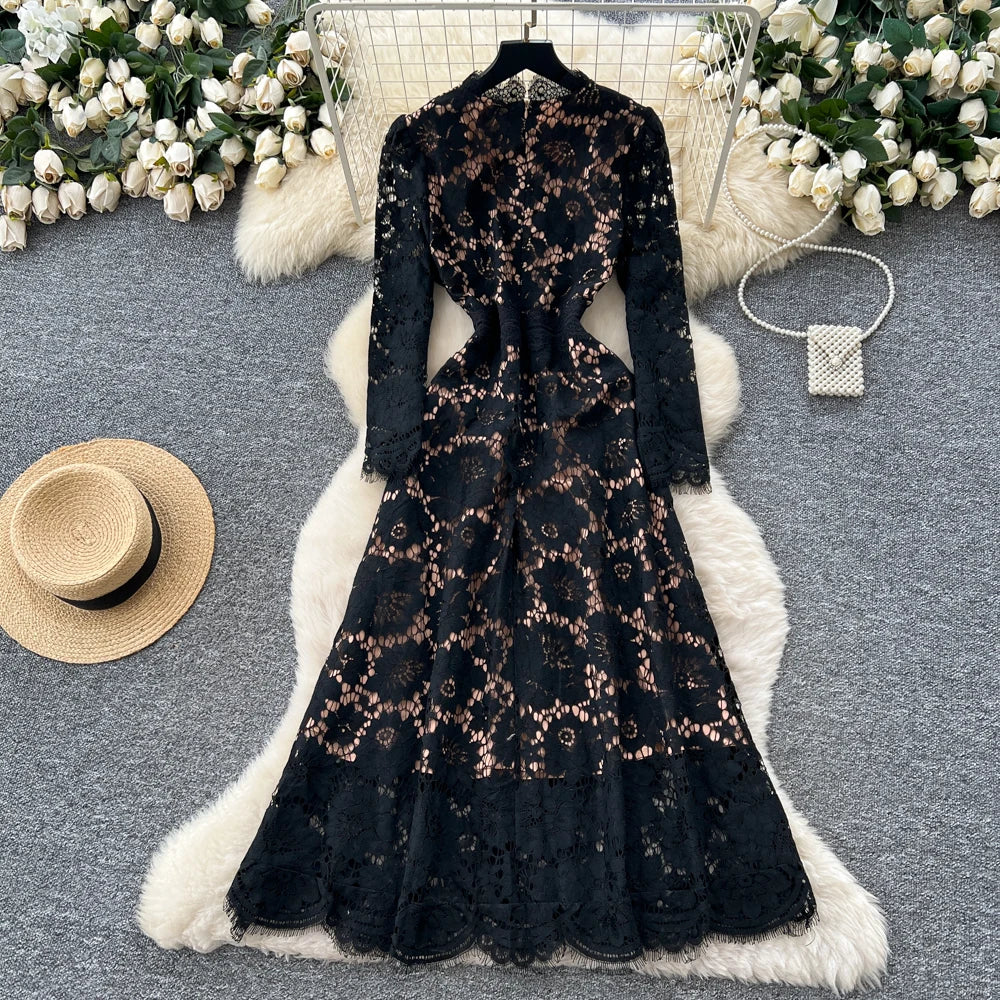 Crochet Lace Long Sleeve Fairy Dress
