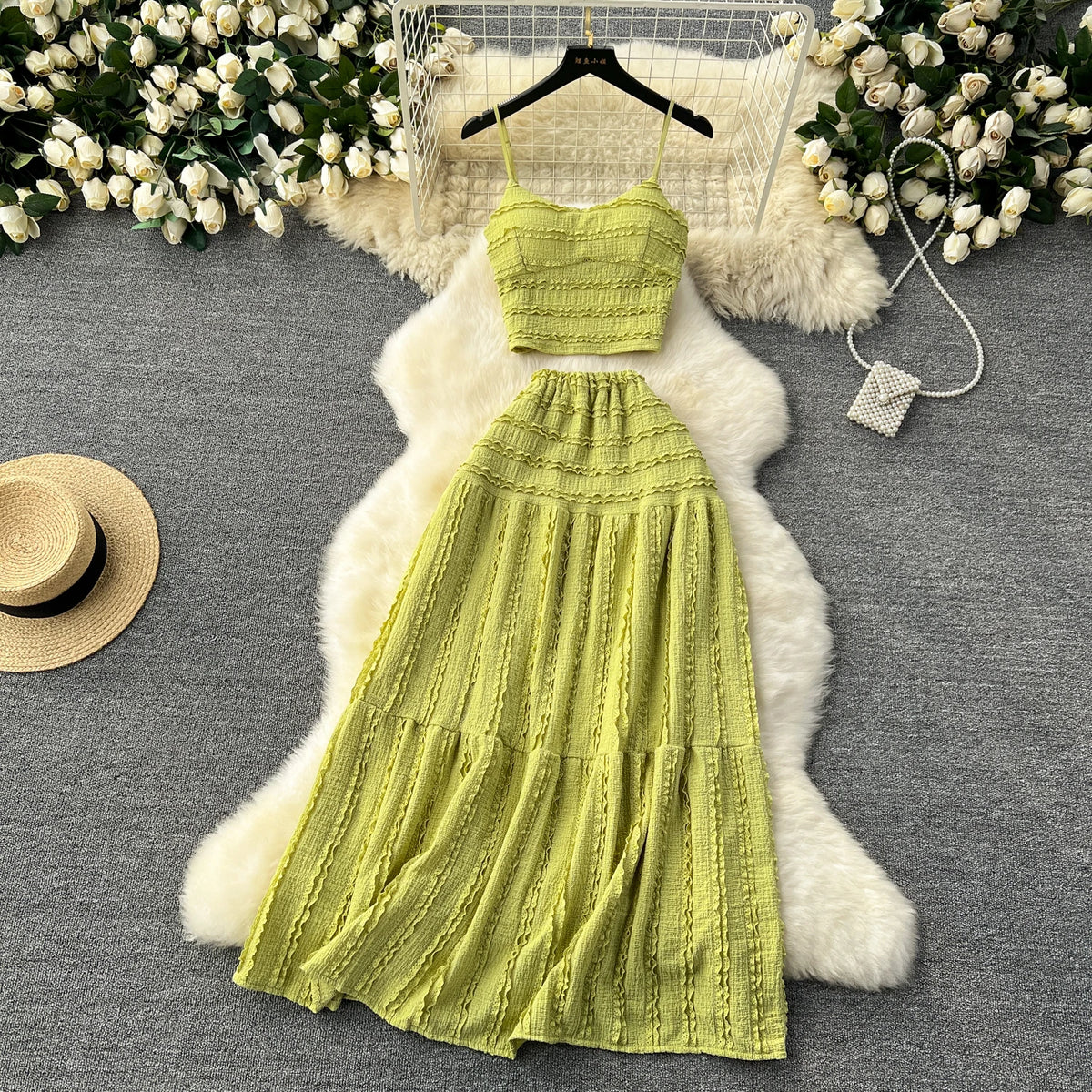 Sleeveless Crop Shirt and Skirt Set