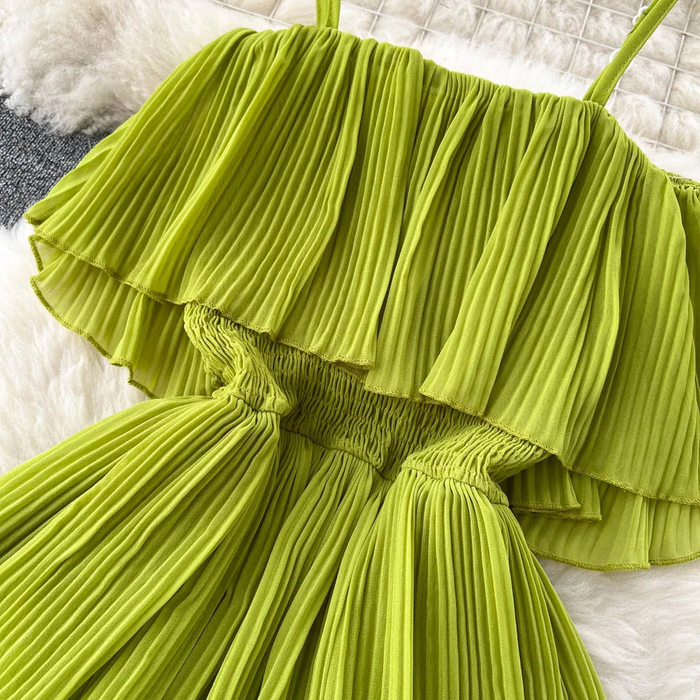 Ruffle Chiffon Maxi Slip Dress