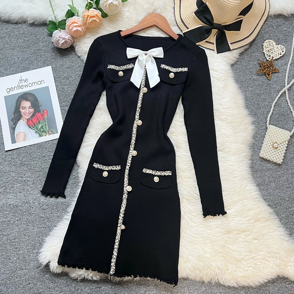 Bow Knit Bodycon Mini Dress