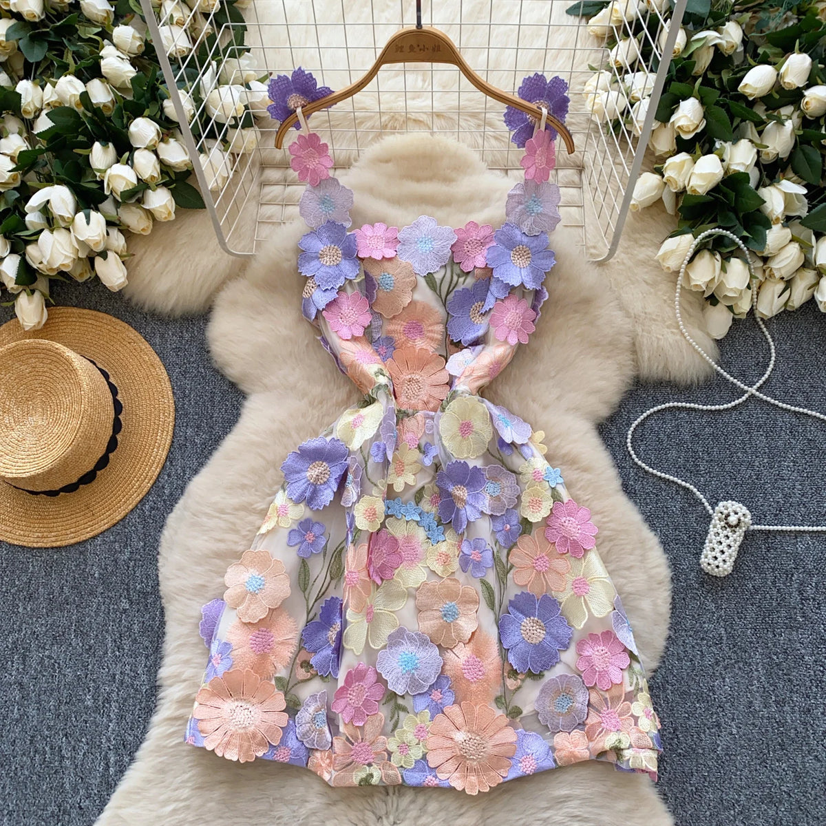 Floral Embroidered Boho Beach Sundress