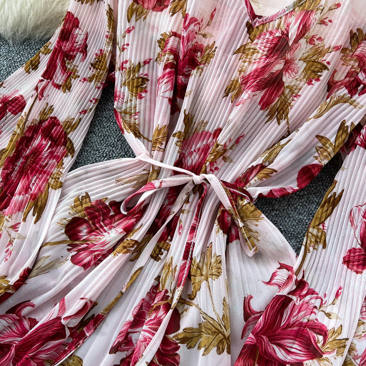 Print Lantern Sleeve Top and Wide Leg Pants