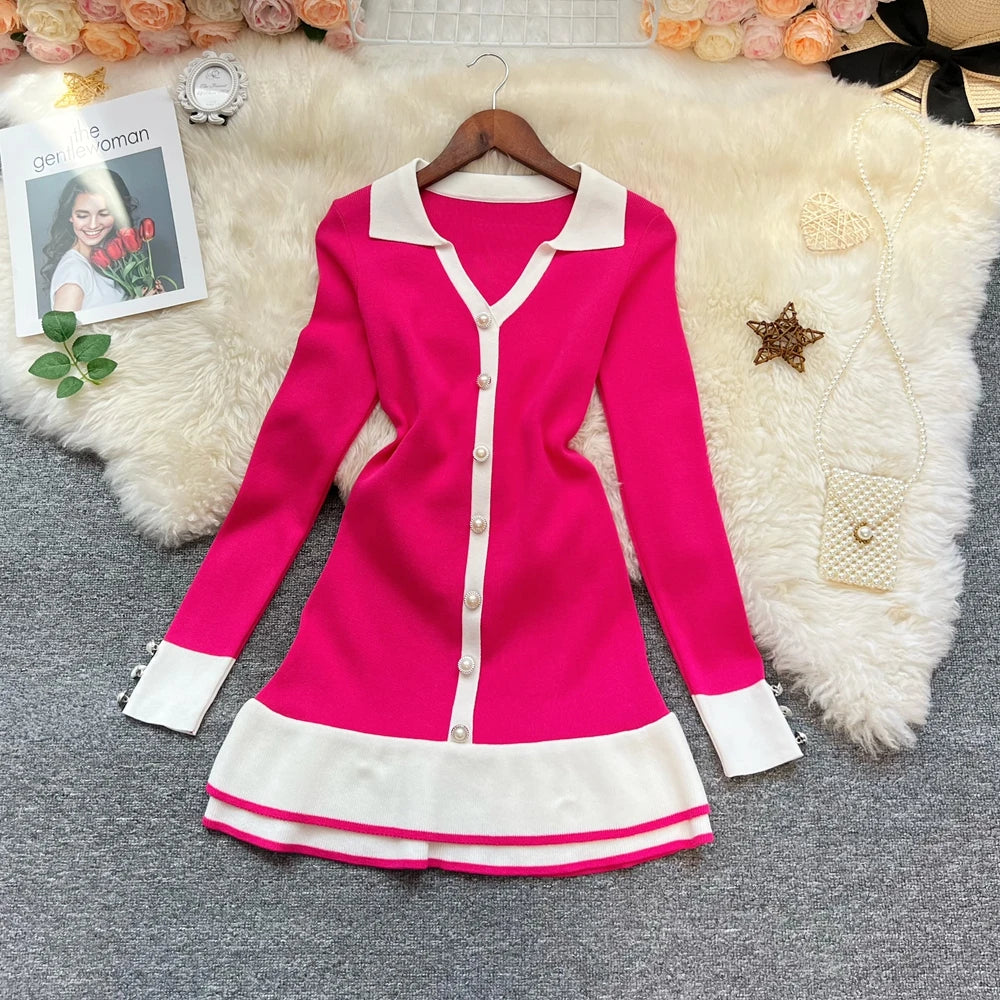 Vintage Button Front Ruffled Mini Dress