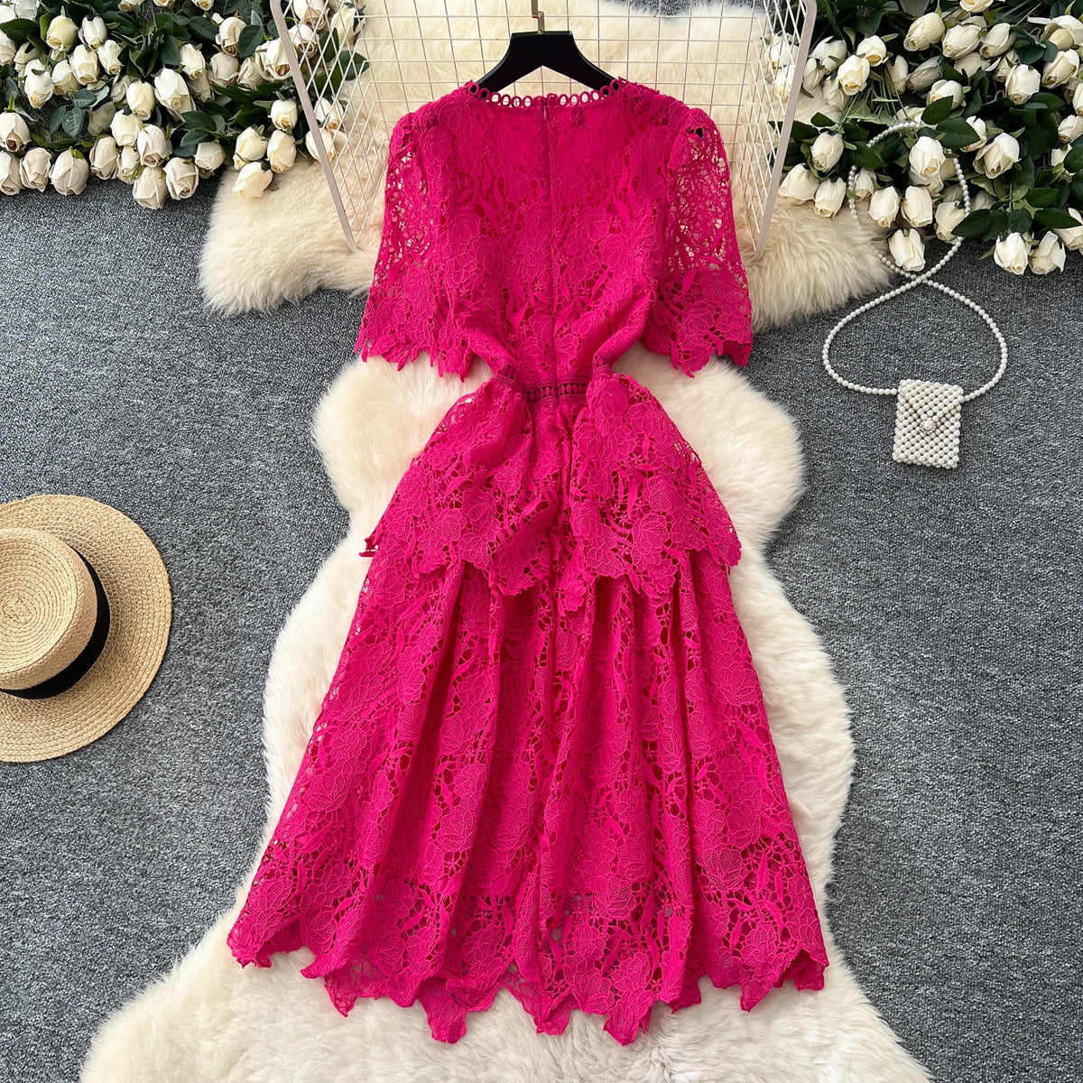 Tiered Short Sleeve Boho Long Dress