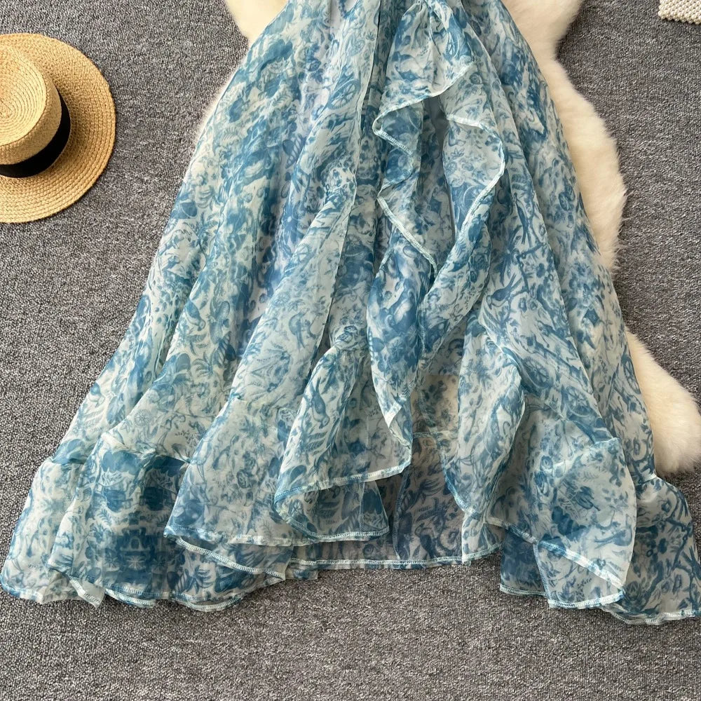 Square Neck Puff Sleeve Ruffle Sundress