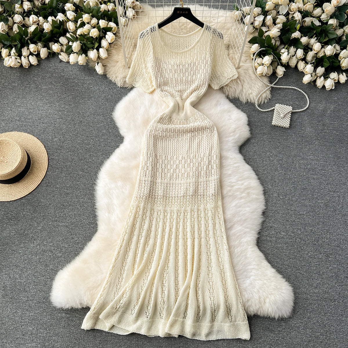 Cutout Knit Short Sleeve Mermaid Dress