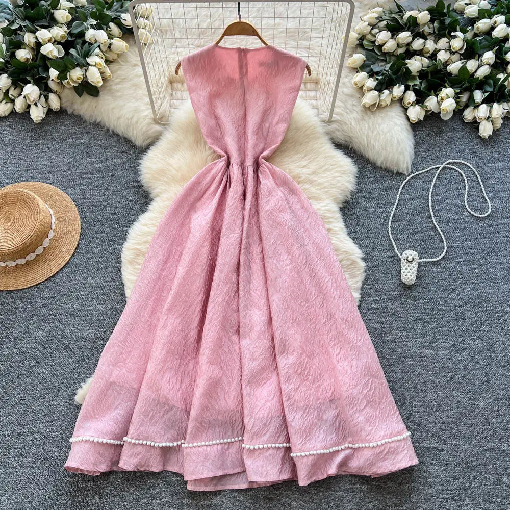 Beaded Sleeveless A-Line Dress