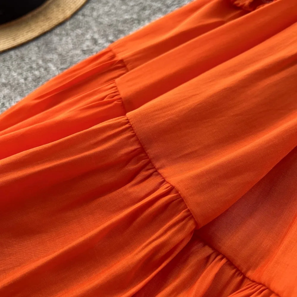 Loose Button Front A-Line Beach Dress