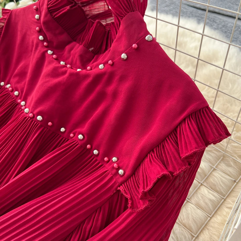 Lantern Sleeve Slim A-Line Dress