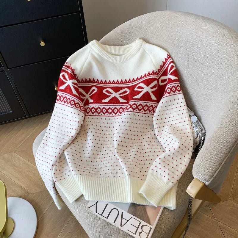 Red Bow Knit Sweater