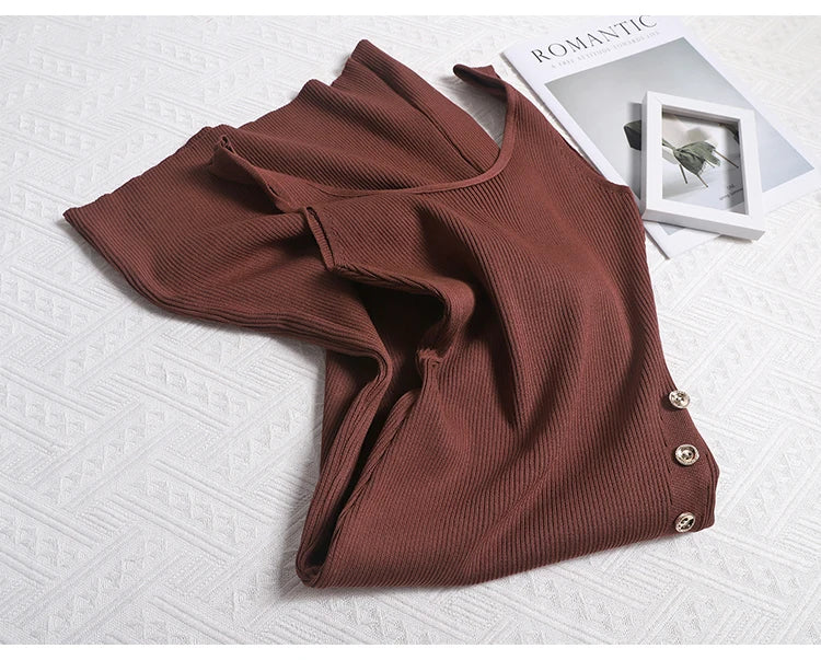 Button Split Bodycon Maxi Tank Dress