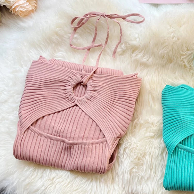 Halter Split Knit Maxi Beach Dress