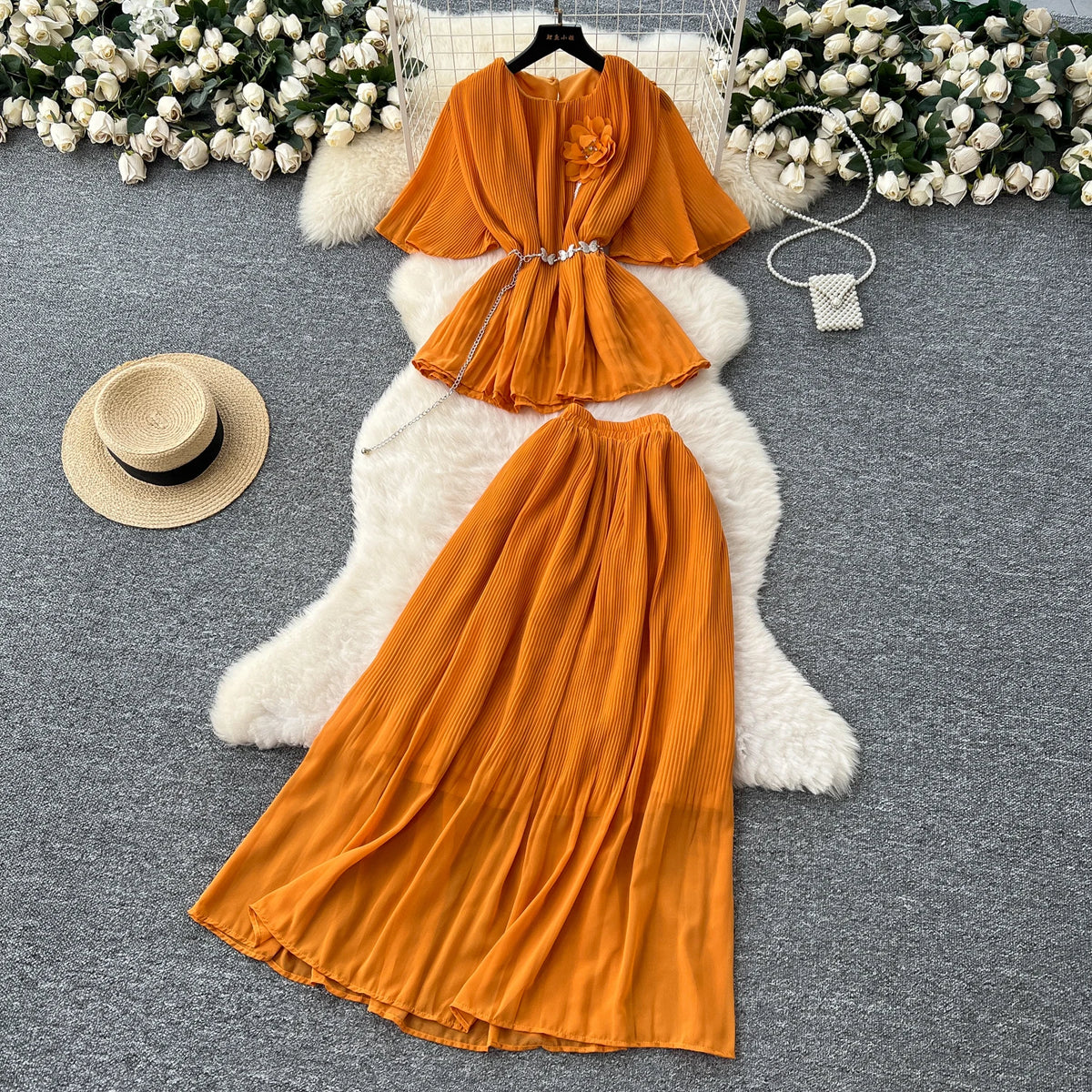 Ruched Chain Detail Two-Piece Set
