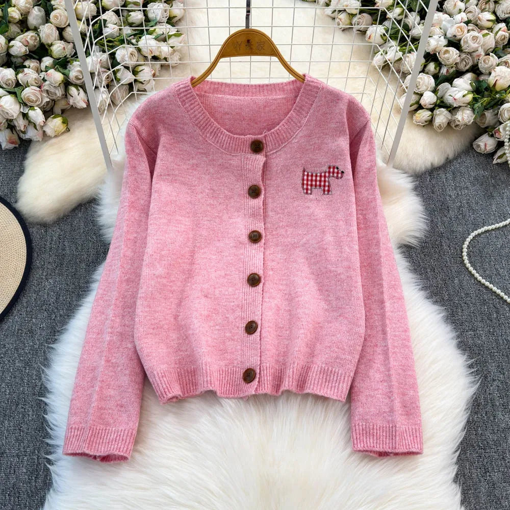 Puppy Patch Knit Cardigan