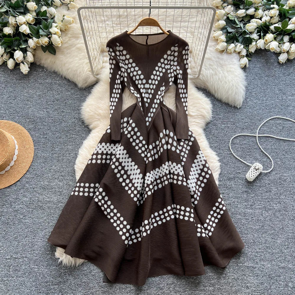 Asymmetric Print High Waist Dress