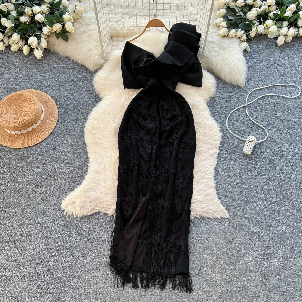 Tassel Off-Shoulder A-Line Sundress