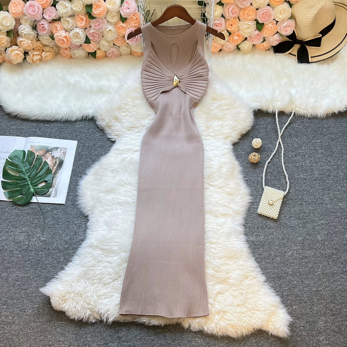 Openwork Knot Bodycon Party Dress